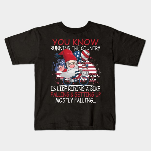 Joe Biden Running The Country Is Like Riding A Bike Biden Kids T-Shirt by alcoshirts